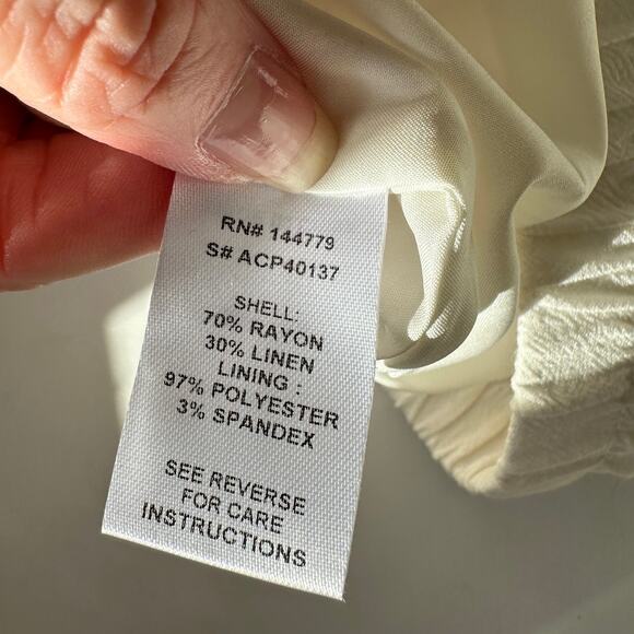 Acoa Off White Elastic Waist Pocketed Lined Flowy Pant XS - Picture 12 of 16